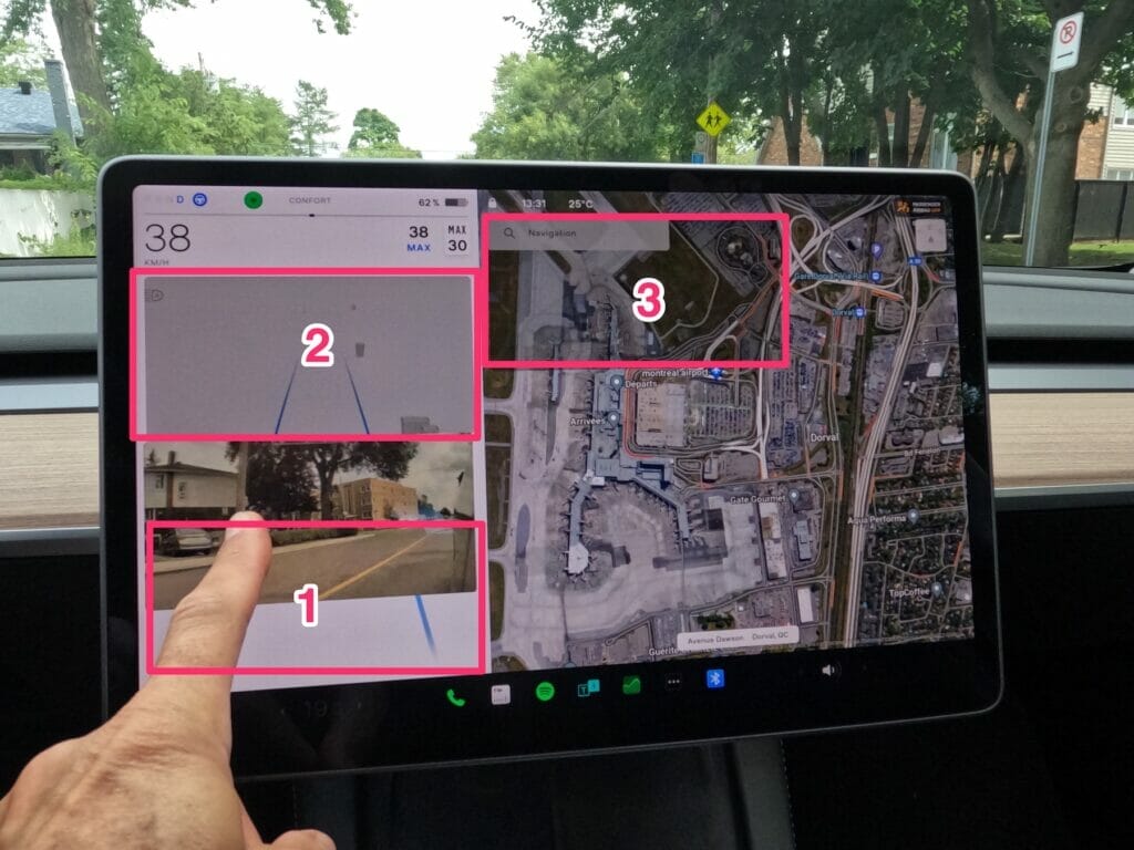 Tesla Model 3 camera d'angle mort