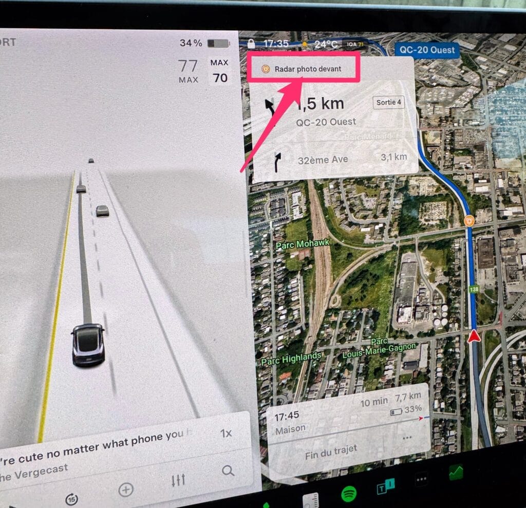 tesla avertissement Radar photo