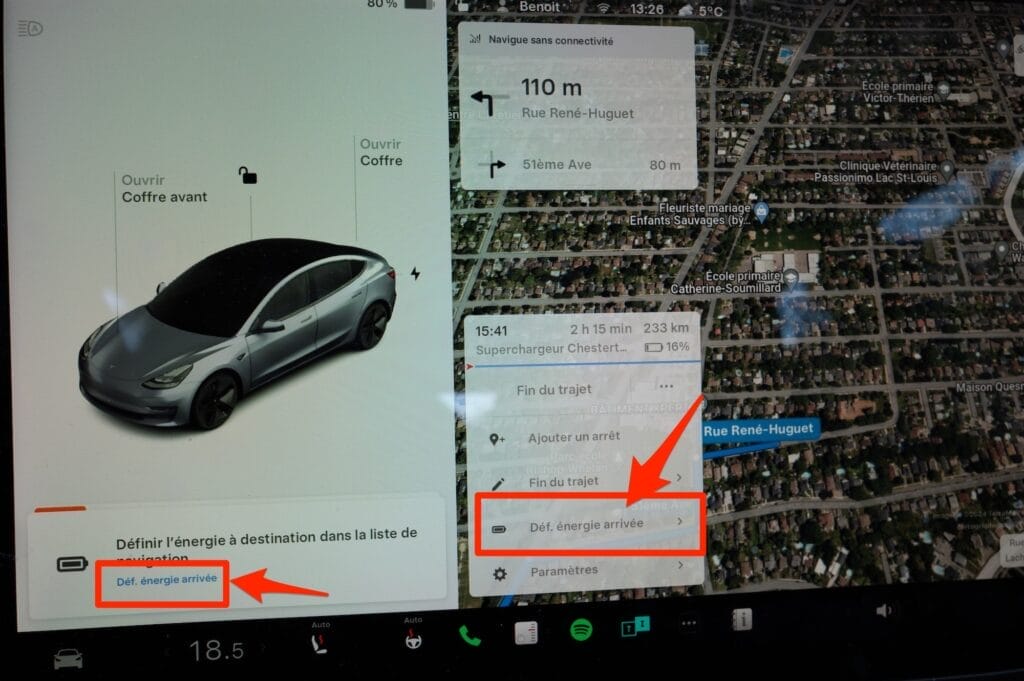 tesla définir charge à destination
